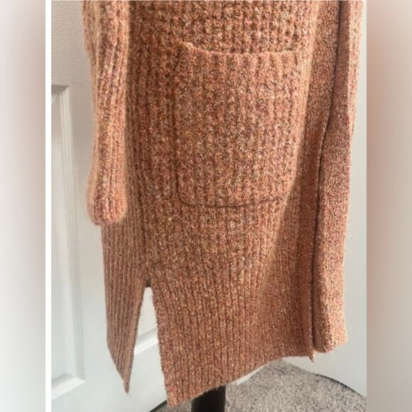 UEC JESSICA SIMPSON PEACH PINK COLOR LONG FUZZY OPEN FRONT CARDIGAN SWEATER SZ S - Picture 5 of 13